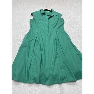 New York & Company Eva Mendez Midi Shirt Dress Green Preppy Vacay Large Petite